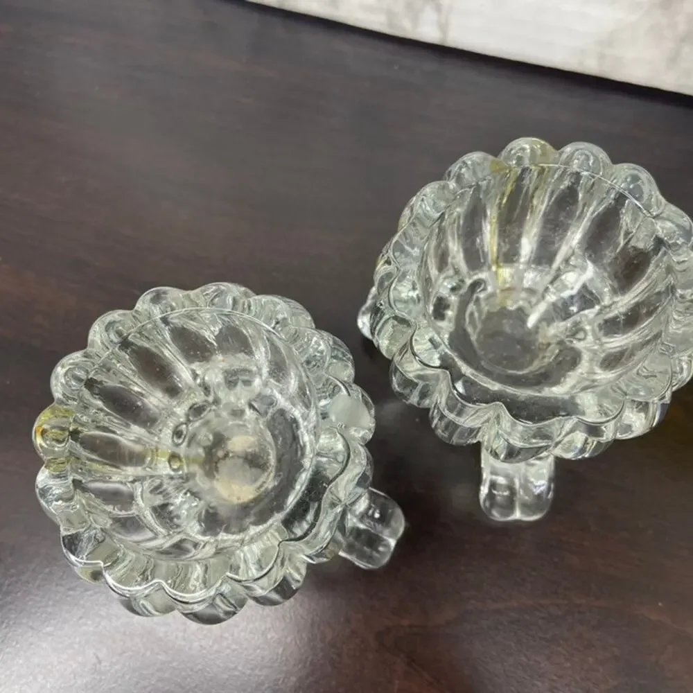 Pair of Glass Candlestick Holders